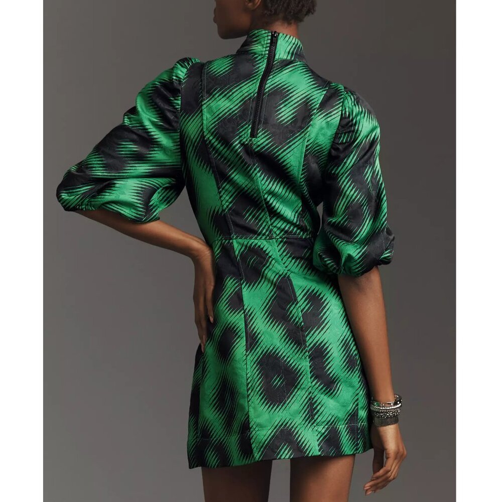 Essentiel Antwerp Elixir Puff-Sleeve Mini Dress Green 6 - Picture 2 of 16